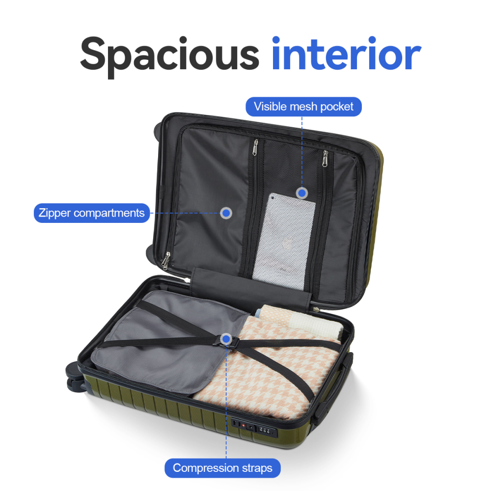 5 Piece PP Hard Shell Luggage  - огляд і ціна Spinner Wheel Rolling Suitcase 20 Inch